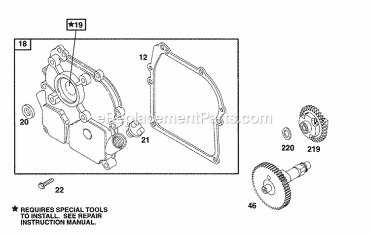 Crankcase Cover Cam Diagram and Parts List for 083412-0105-03  Briggs and Stratton Engine